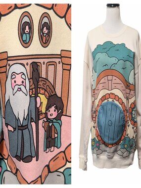 Box Lunch Lord Of The Rings Unisex Size L Frodo's House Moving Door Sweatshirt